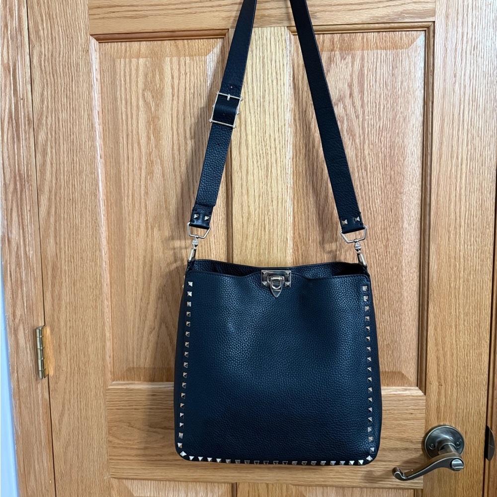 Valentino Garavani Black Studded Shoulder Bag
